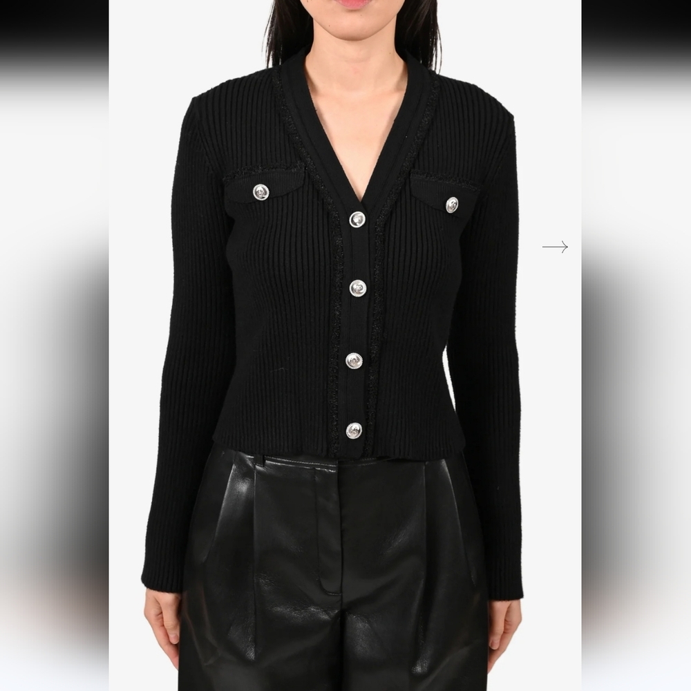 Maje black ribbed cardigan size 2